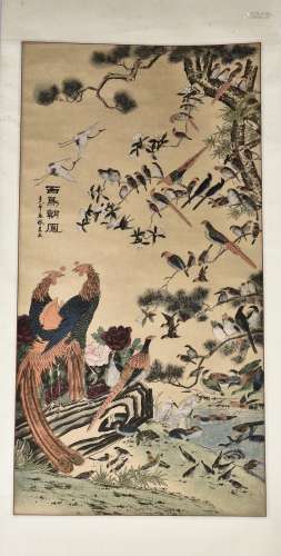 A CHINESE SCROLL PAINTING OF SONG OF THE PHOENIX