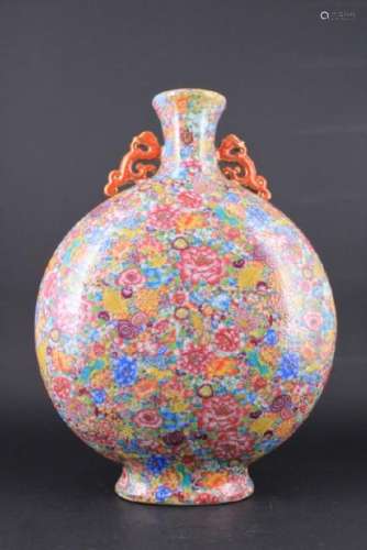 Chinese Qing Porcelain Hundred-Flower Flask