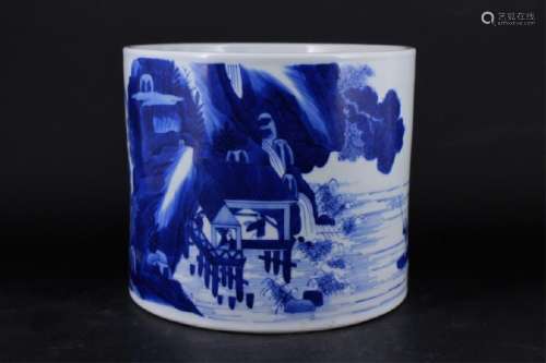Chinese Qing Porcelain Blue White Brush Pot