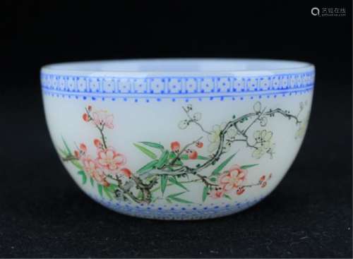 Chinese Qing Peking Glass Famille Rose Cup
