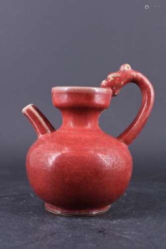 Chinese Qing Porcelain Red Glaze Teapot