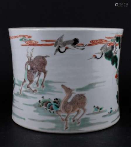 Chinese Qing Porcelain Famille Rose Brush Pot