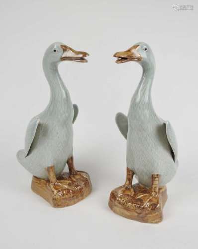 Paire de canards en porcelaine polychrome Marque ...