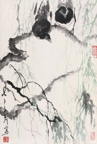 王子武（b.1936） 1978年作 花鸟 立轴 纸本设色