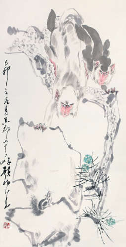 颜梅华（b.1927） 1999年作 猴 立轴 纸本设色