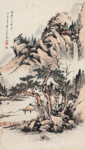 秦仲文（1896～1974） 1947年作 山水 镜心 纸本设色
