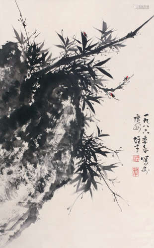黎雄才（1910～2001） 1986年作 竹 立轴 纸本设色