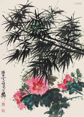 谢稚柳（1910～1997） 1980年作 花卉 立轴 纸本设色