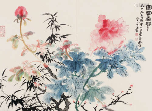 张大千（1899～1983） 1980年作 宜富当贵 镜心 纸本设色