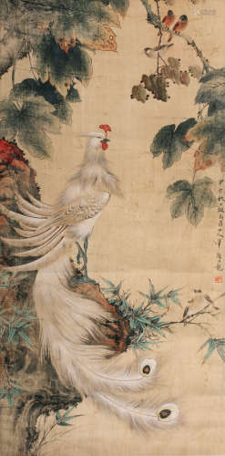 颜伯龙（1898～1954） 百鸟朝凤 立轴 绢本设色