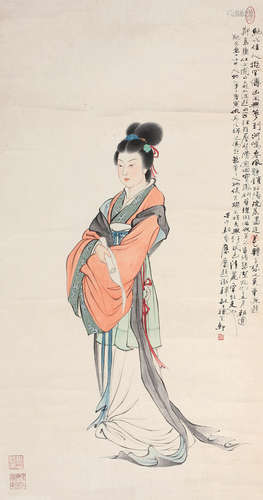 郑慕康（1901～1982） 仕女 立轴 纸本设色