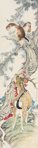 刘奎龄（1885～1967） 1940年作 动物 立轴 纸本设色