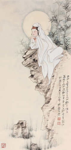 张大千（1899～1983） 1944年作 水月观音 立轴 纸本设色