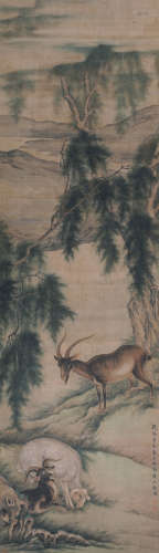 沈铨（1682～?） 三羊开泰 立轴 绢本设色