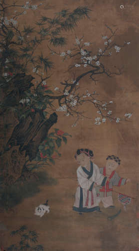 苏汉臣（1094～1172）（款） 婴戏图 立轴 绢本设色