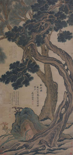 沈周（1427～1509） 松柏长春图 立轴 绢本设色