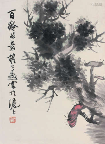 胡公寿（1823～1886） 百龄 立轴 绢本设色