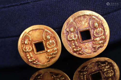 A PAIR OF GOLD COINS