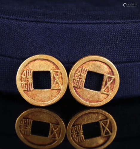A PAIR OF FIVE BAHT GOLD COINS