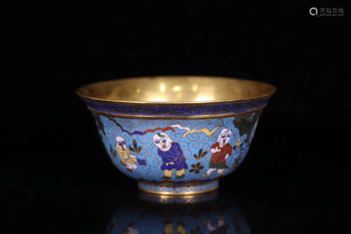 17-19TH CENTURY, A CHILDREN&FLORAL PATTERN CLOISONNE BOWL, QING DYNASTY