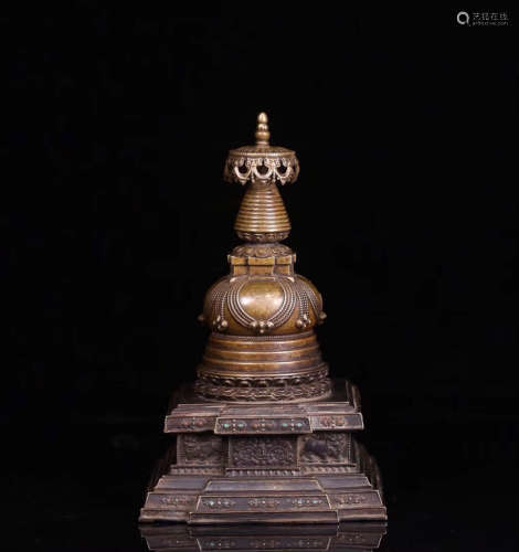 A TIBETAN BRONZE PAGODA