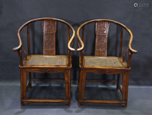 17-19TH CENTURY, A PAIR OF ROSEWOOD CHAIRS, QING DYNASTY