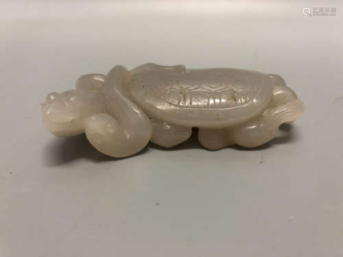 17-19TH CENTURY, A TORTOISE DESIGN JADEITE, QING DYNASTY