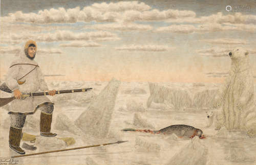 A James Kivetoruk Moses artwork, hunter and polar bear