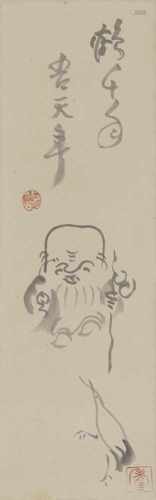 Awakawa Yasuichi (1907-1976)Hängerolle. Fukurokuju und Kranich. Aufschrift: tsuru sennen ...