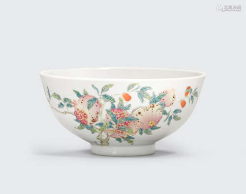 Qianlong mark, late Qing dynasty A FAMILLE ROSE ENAMELED 'POMEGRANATE' BOWL