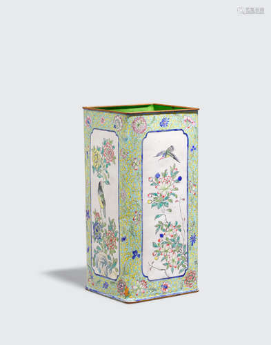 Qianlong mark, 20th century A canton enamel square-sectioned vase