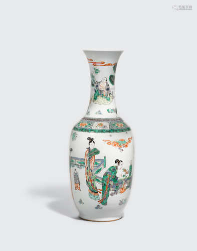 19th century A famille verte enameled baluster vase