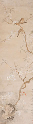 Sparrows on Flowering Branch, 1874 Attributed to Song Guangbao (19th century)