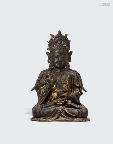 Ming dynasty A gilt lacquered bronze seated Guanyin