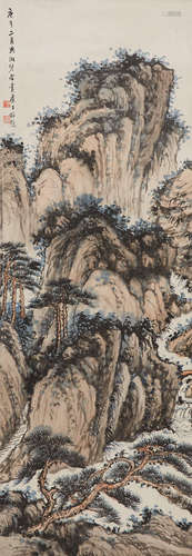 River Landscape with Pine, 1930 Feng Xiangbi (1896-1974) and Lu Zishu (1900-1978)