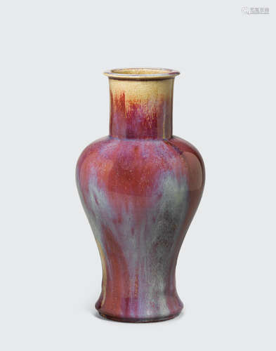 Late Qing/Republic period A transmutation red glazed baluster vase