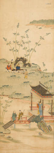 Late Qing/Republic period An embroidered and painted silk panel