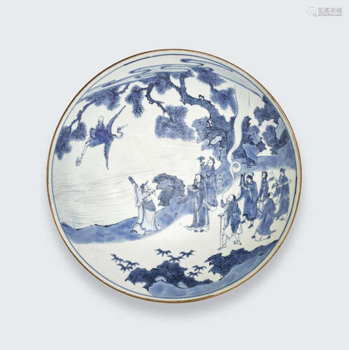 17th century A blue and white figural deep bowl