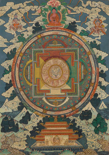 A Nepalese Painted Mandala and a Japanese printed Mandara