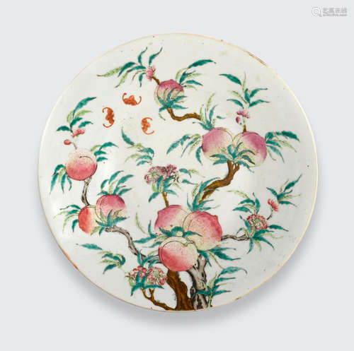 Republic period A famille rose Nine Peaches charger