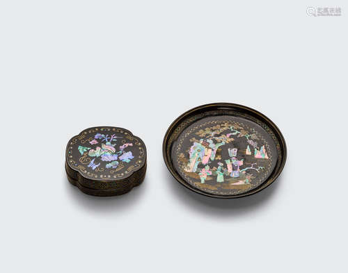 Late Qing/Republic period Two lac burgauté containers