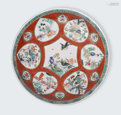 Kangxi period A famille verte export porcelain deep dish