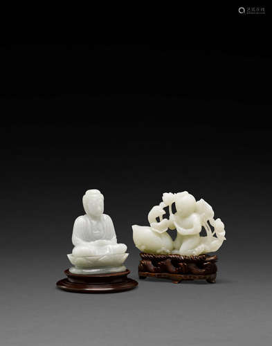 Two carved jade figures