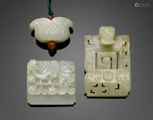 A group of three jade carvings