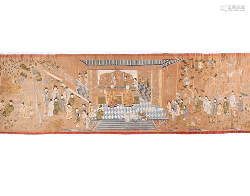 Late Qing/Republic period A large embroidered silk panel