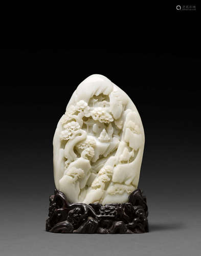 20th century A WHITE JADE LANDSCAPE BOULDER