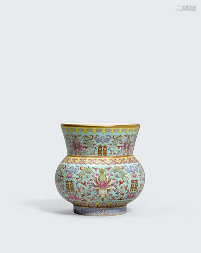 Shendetang zhi mark A famille rose enameled leys jar, zhadou