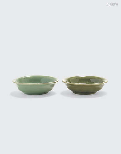 Ming dynasty and later Two celadon glazed dishes