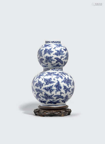 Wanli mark A blue and white double gourd vase