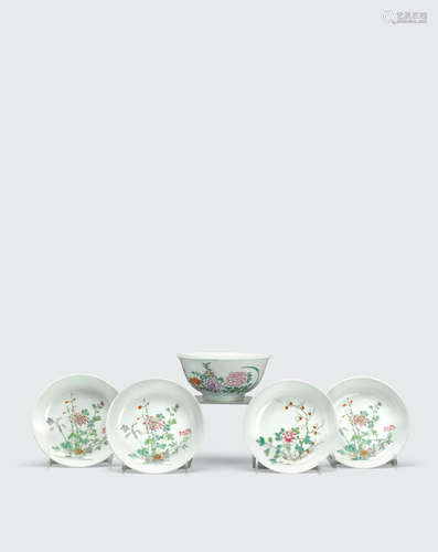 Yongzheng and Guangxu marks A group of five famille rose enameled containers